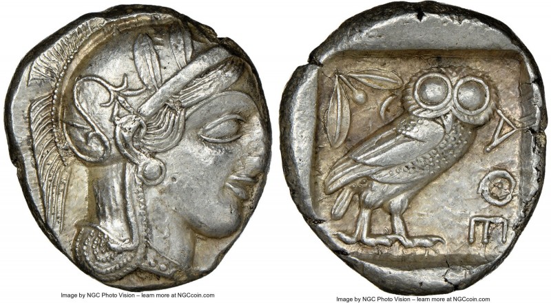 ATTICA. Athens. Ca. 440-404 BC. AR tetradrachm (25mm, 17.19 gm, 1h). NGC AU 4/5 ...