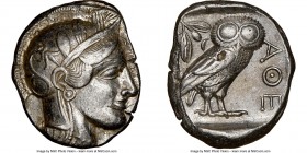 ATTICA. Athens. Ca. 440-404 BC. AR tetradrachm (24mm, 17.17 gm, 12h). NGC AU 4/5 - 3/5, brushed, flan flaw. Mid-mass coinage issue. Head of Athena rig...