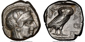 ATTICA. Athens. Ca. 440-404 BC. AR tetradrachm (23mm, 17.19 gm, 8h). NGC Choice XF 4/5 - 3/5. Mid-mass coinage issue. Head of Athena right, wearing cr...