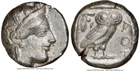 ATTICA. Athens. Ca. 440-404 BC. AR tetradrachm (24mm, 17.15 gm, 4h). NGC Choice XF 4/5 - 2/5, edge cuts. Mid-mass coinage issue. Head of Athena right,...
