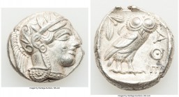 ATTICA. Athens. Ca. 440-404 BC. AR tetradrachm (26mm, 17.11 gm, 8h). AU, brushed. Mid-mass coinage issue. Head of Athena right, wearing crested Attic ...