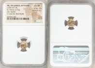 LESBOS. Mytilene. Ca. 454-427 BC. EL sixth stater or hecte (11mm, 2.57 gm, 4h). NGC Choice XF 4/5 - 4/5. Laureate head of Apollo right / Calf's head r...