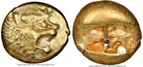 LYDIAN KINGDOM. Alyattes or Walwet (ca. 610-546 BC). EL third-stater or trite (13mm, 4.71 gm). NGC XF 3/5 - 3/5, scuff. Uninscribed, Lydo-Milesian sta...