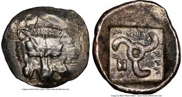 LYCIAN DYNASTS. Mithrapata (ca. 390-360 BC). AR sixth-stater (14mm, 1.42 gm, 10h). NGC MS 5/5 - 4/5. Uncertain mint. Lion scalp facing / MEΘ-PAΠ-AT-A,...