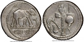 Julius Caesar, as Dictator (49-44 BC). AR denarius (17mm, 4.00 gm, 11h). NGC Choice XF 5/5 - 4/5. Military mint traveling with Caesar in northern Ital...