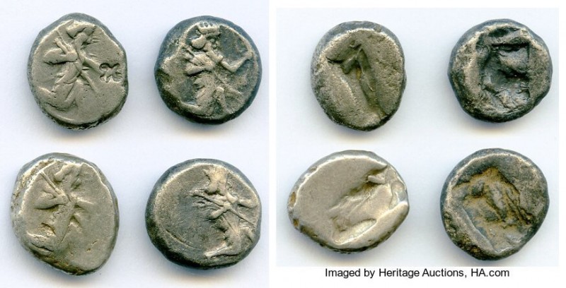 ANCIENT LOTS. Greek. Achaemenid Persia. Ca. 485-420 BC. Lot of four (4) AR siglo...