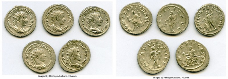 ANCIENT LOTS. Roman Imperial. AD 3rd century. Lot of five (5) AR antoniniani. XF...