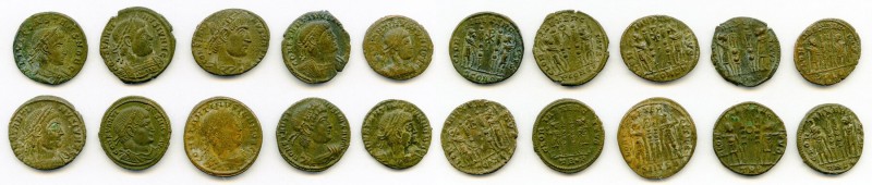 ANCIENT LOTS. Roman Imperial. AD 4th century. Lot of ten (10) AE3 or BI nummi. C...