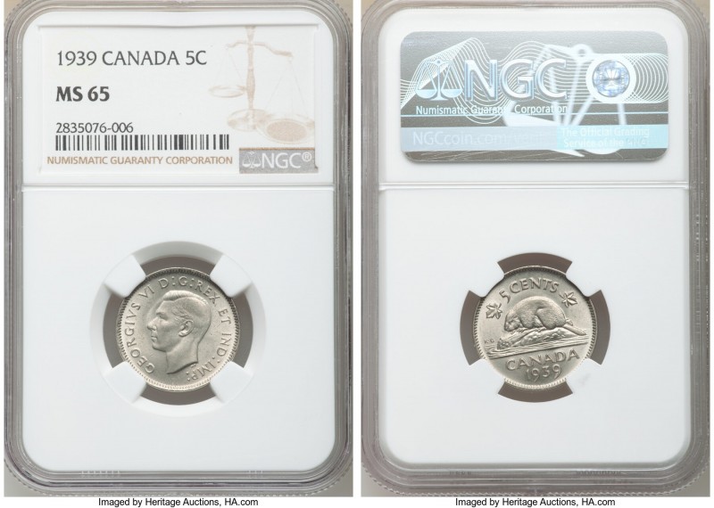 George VI 5 Cents 1939 MS65 NGC, Royal Canadian mint, KM33.

HID09801242017
...