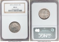 Victoria 25 Cents 1870 MS61 NGC, London mint, KM5. 

HID09801242017

© 2020 Heritage Auctions | All Rights Reserved