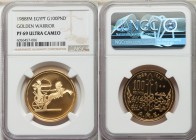 Arab Republic gold Proof 100 Pounds AH 1408 (1988)-FM PR69 Ultra Cameo NGC, Franklin mint, KM648. Mintage: 5,500. The Golden Warrior. Contrasting fros...