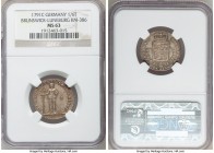 Brunswick-Lüneburg-Calenberg-Hannover. Georg III 1/6 Taler 1791-C MS63 NGC, KM386. Gray-blue toning backlit by fiery amber-red shades. 

HID09801242...