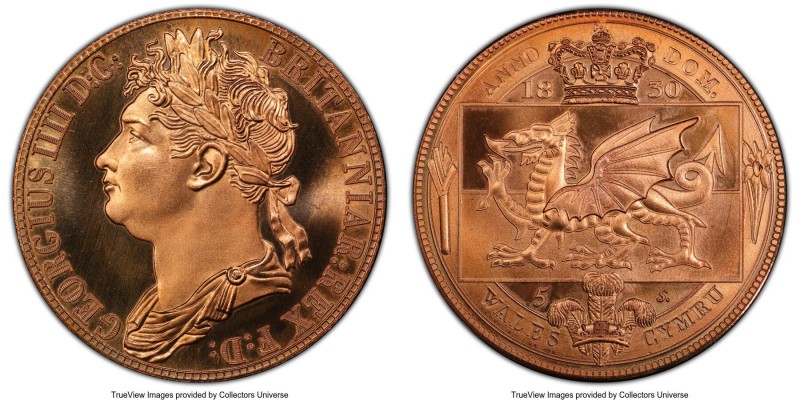 George IV brass INA Retro Fantasy Issue "Wales" Crown 1830-Dated (2007) MS67 PCG...