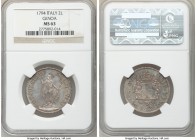 Genoa. Republic 2 Lire 1794 MS63 NGC, KM244. Bright reflective fields, draped with light russet-brown toning. Minor adjustments to shield noted for ac...