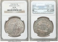 Genoa. Republic 8 Lire 1796 AU58 NGC, Genoa mint, KM249, Dav-1370. Variety with star after date. Pastel toning in lilac, yellow and blue shades. 

H...