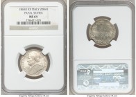 Papal States. Pius IX 20 Baiocchi Anno XX (1865)-R MS64 NGC, Rome mint, KM1360a. Significant luster peering through mottled taupe-brown toning. 

HI...