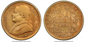 Papal States. Pius IX gold 20 Lire Anno XXII (1868)-R XF45 PCGS, Rome mint, KM1382.3. AGW 0.1867 oz. 

HID09801242017

© 2020 Heritage Auctions | ...