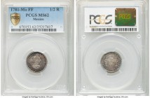 Charles III 1/2 Real 1781 Mo-FF MS62 PCGS, Mexico City mint, KM69.2. Nicely toned, weakly struck on reverse crown. 

HID09801242017

© 2020 Herita...