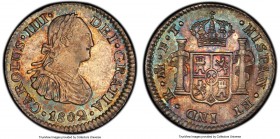 Charles IV 1/2 Real 1802 Mo-FT MS63 PCGS, Mexico City mint, KM72. Gold, red and blue toning. 

HID09801242017

© 2020 Heritage Auctions | All Righ...