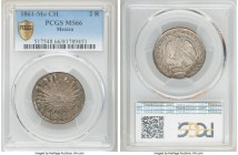 Republic 2 Reales 1861 Mo-CH MS66 PCGS, Mexico City mint, KM374.10. Details crisp, surfaces pristine and toning is lovely. 

HID09801242017

© 202...