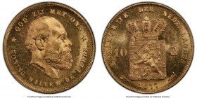 Willem III gold 10 Gulden 1877 MS64 PCGS, Utrecht mint, KM106. AGW 0.1947 oz. 

HID09801242017

© 2020 Heritage Auctions | All Rights Reserved