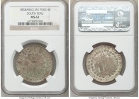South Peru. Republic 4 Reales 1838 AREQ-MV MS62 NGC, Arequipa mint, KM172. Seafoam and sand toned. 

HID09801242017

© 2020 Heritage Auctions | Al...