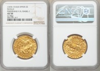 Ferdinand & Isabella (1474-1504) gold 2 Excelentes ND (from 1497)-S AU58 NGC, Seville mint, Fr-129. 28mm. 6.98gm. 

HID09801242017

© 2020 Heritag...