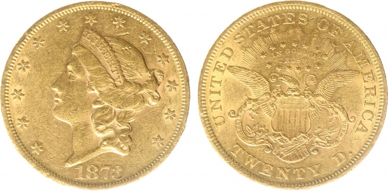 USA 20 Dollars (Double Eagle) 1873 Liberty Head - 33.44g 0.900 fine - Obv. Liber...