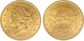 USA 20 Dollars (Double Eagle) 1877-S Liberty Head - 33.44g 0.900 fine - Obv. Liberty Head / Rev. Eagle and Shield, 'twenty dollars' below (KM 74.3 / F...