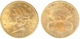 USA 20 Dollars (Double Eagle) 1883-S Liberty Head - 33.44g 0.900 fine - Obv. Liberty Head / Rev. Eagle and Shield, 'twenty dollars' below (KM 74.3 / F...