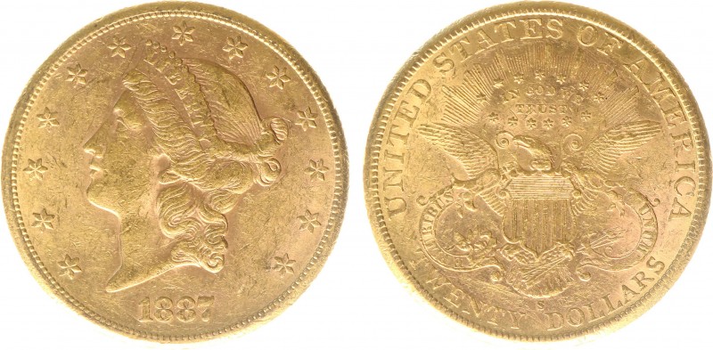 USA 20 Dollars (Double Eagle) 1887-S Liberty Head - 33.44g 0.900 fine - Obv. Lib...