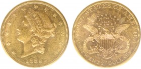 USA 20 Dollars (Double Eagle) 1889-S Liberty Head - 33.44g 0.900 fine - Obv. Liberty Head / Rev. Eagle and Shield, 'twenty dollars' below (KM 74.3 / F...
