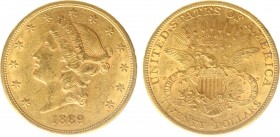USA 20 Dollars (Double Eagle) 1889-S Liberty Head - 33.44g 0.900 fine - Obv. Liberty Head / Rev. Eagle and Shield, 'twenty dollars' below (KM 74.3 / F...