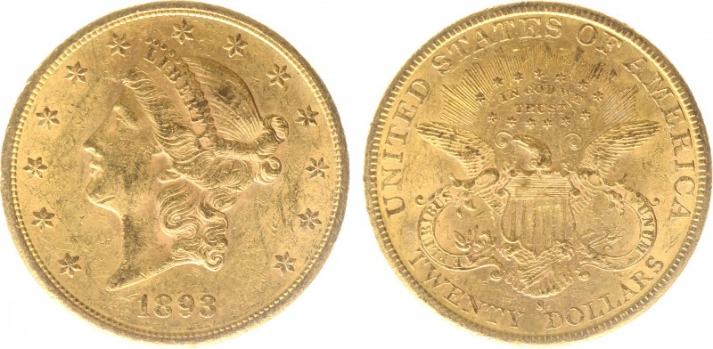 USA 20 Dollars (Double Eagle) 1893-S Liberty Head - 33.44g 0.900 fine - Obv. Lib...