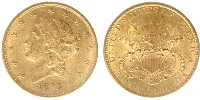 USA 20 Dollars (Double Eagle) 1895-S Liberty Head - 33.44g 0.900 fine - Obv. Lib...