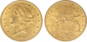 USA 20 Dollars (Double Eagle) 1895-S Liberty Head - 33.44g 0.900 fine - Obv. Liberty Head / Rev. Eagle and Shield, 'twenty dollars' below (KM 74.3 / F...