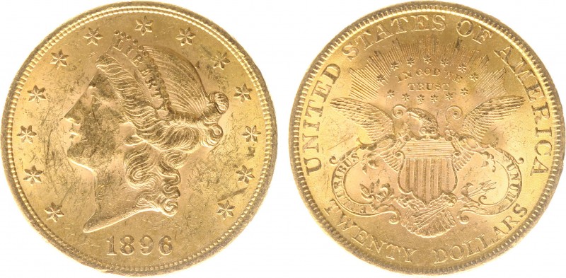 USA 20 Dollars (Double Eagle) 1896 Liberty Head - 33.44g 0.900 fine - Obv. Liber...