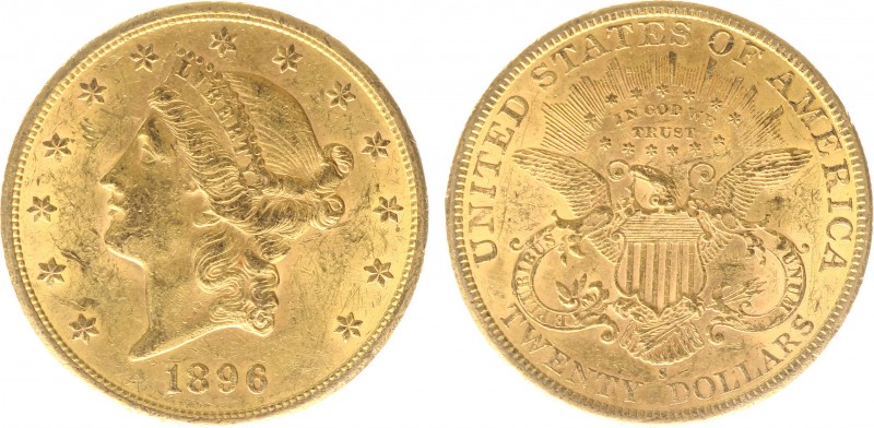 USA 20 Dollars (Double Eagle) 1896-S Liberty Head - 33.44g 0.900 fine - Obv. Lib...