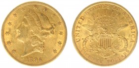 USA 20 Dollars (Double Eagle) 1896-S Liberty Head - 33.44g 0.900 fine - Obv. Liberty Head / Rev. Eagle and Shield, 'twenty dollars' below (KM 74.3 / F...