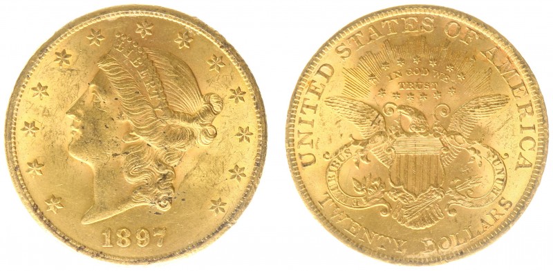 USA 20 Dollars (Double Eagle) 1897 Liberty Head - 33.44g 0.900 fine - Obv. Liber...