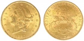 USA 20 Dollars (Double Eagle) 1897 Liberty Head - 33.44g 0.900 fine - Obv. Liberty Head / Rev. Eagle and Shield, 'twenty dollars' below (KM 74.3 / Fr....