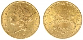 USA 20 Dollars (Double Eagle) 1897-S Liberty Head - 33.44g 0.900 fine - Obv. Liberty Head / Rev. Eagle and Shield, 'twenty dollars' below (KM 74.3 / F...