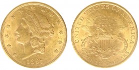 USA 20 Dollars (Double Eagle) 1897-S Liberty Head - 33.44g 0.900 fine - Obv. Liberty Head / Rev. Eagle and Shield, 'twenty dollars' below (KM 74.3 / F...
