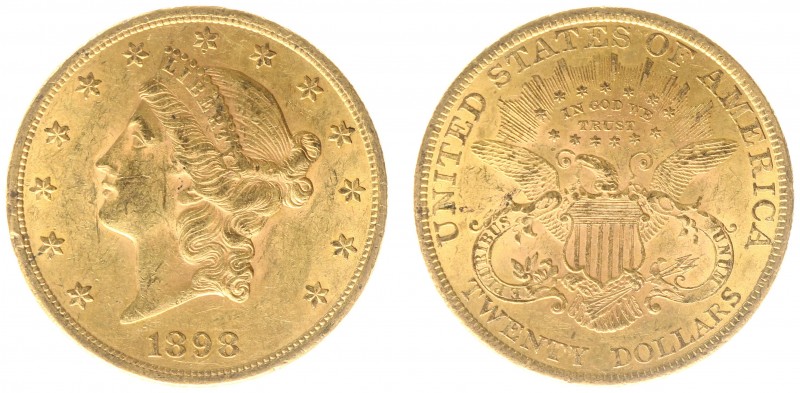 USA 20 Dollars (Double Eagle) 1898 Liberty Head - 33.44g 0.900 fine - Obv. Liber...