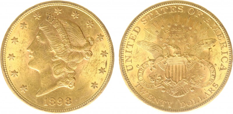 USA 20 Dollars (Double Eagle) 1898-S Liberty Head - 33.44g 0.900 fine - Obv. Lib...