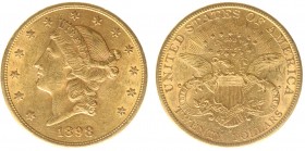 USA 20 Dollars (Double Eagle) 1898-S Liberty Head - 33.44g 0.900 fine - Obv. Liberty Head / Rev. Eagle and Shield, 'twenty dollars' below (KM 74.3 / F...