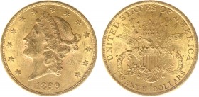 USA 20 Dollars (Double Eagle) 1899-S Liberty Head - 33.44g 0.900 fine - Obv. Liberty Head / Rev. Eagle and Shield, 'twenty dollars' below (KM 74.3 / F...