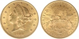 USA 20 Dollars (Double Eagle) 1900 Liberty Head - 33.44g 0.900 fine - Obv. Liberty Head / Rev. Eagle and Shield, 'twenty dollars' below (KM 74.3 / Fr....