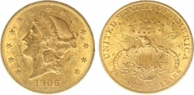 USA 20 Dollars (Double Eagle) 1906-D Liberty Head - 33.44g 0.900 fine - Obv. Liberty Head / Rev. Eagle and Shield, 'twenty dollars' below (KM 74.3 / F...