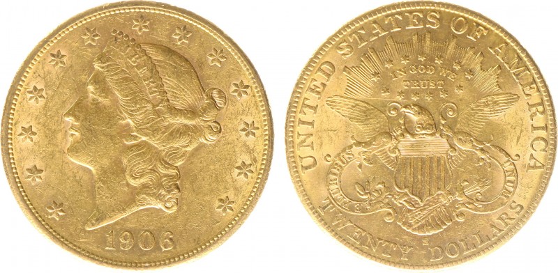 USA 20 Dollars (Double Eagle) 1906-S Liberty Head - 33.44g 0.900 fine - Obv. Lib...